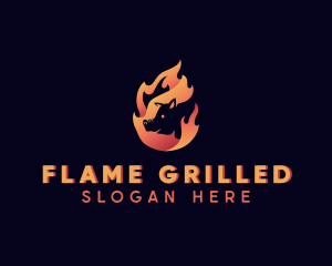 Hot Flame Pig logo design