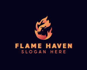 Hot Flame Pig logo design