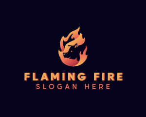 Hot Flame Pig logo design