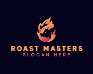 Hot Flame Pig logo design