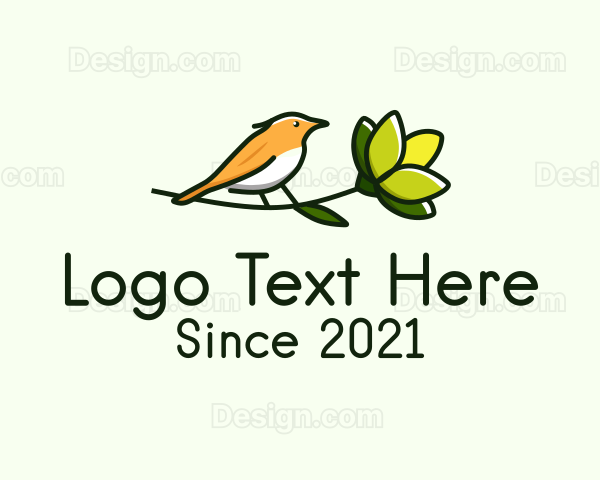 Perched Bird Flower Logo