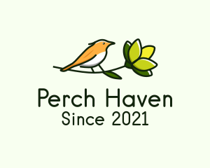 Perched Bird Flower  logo design