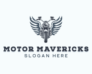 Motorcycle Rider Wings logo design