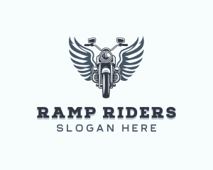 Motorcycle Rider Wings logo design