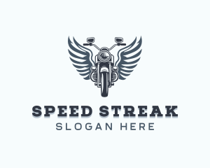 Motorcycle Rider Wings logo design