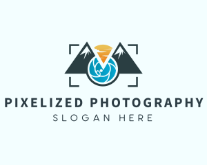 Mountain Camera Lens  logo design