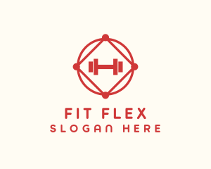 Dumbbell Fitness Badge logo design