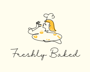 Monoline Female Baker logo design