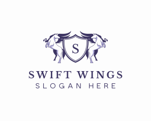 Pegasus Wings Shield logo design