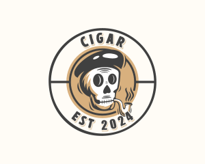 Smoking Pipe Skull logo design