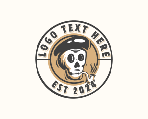 Indie - Smoking Pipe Skull logo design