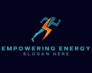 Running Lightning Human  logo design