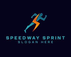 Running Lightning Human  logo design