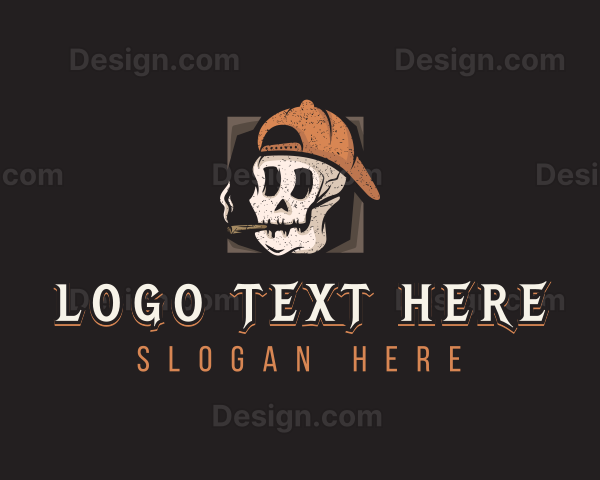 Smoking Skull Hipster Logo