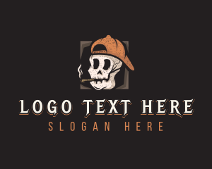 Smoking Skull Hipster logo