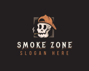 Smoking Skull Hipster logo design