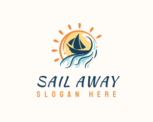 Beach Wave Boat logo design