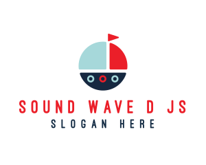 Cute Round Sailboat logo design