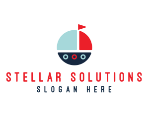 Cute Round Sailboat logo design