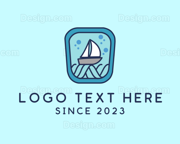 Sailboat Ocean Waves Logo