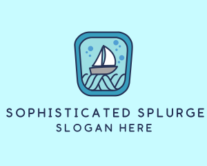 Sailboat Ocean Waves Logo