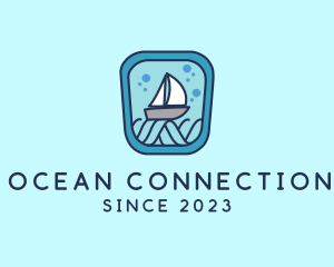 Sailboat Ocean Waves logo