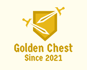 Golden Shield & Swords logo design