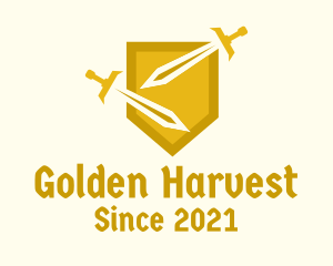 Golden Shield & Swords logo design