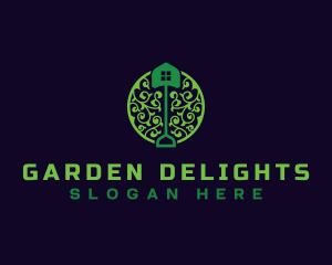 Shovel Gardening Landscaping logo design