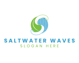 Leaf Wave Letter S logo design