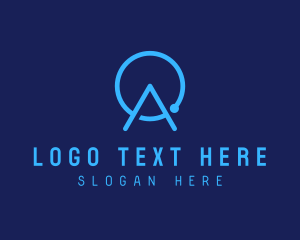 Blue Tech Letter A logo
