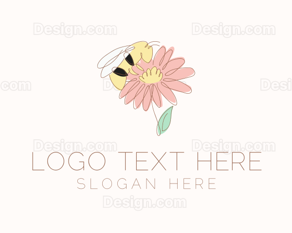 Flower Bee Insect Logo