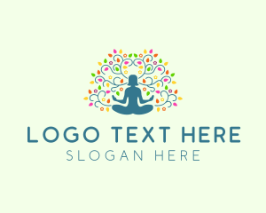 Healing Meditation Woman  logo design