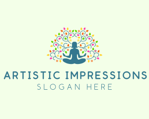 Healing Meditation Woman  logo design