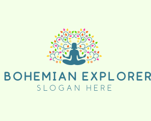 Healing Meditation Woman  logo design