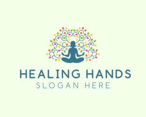 Healing Meditation Woman  logo design