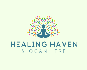 Healing Meditation Woman  logo design