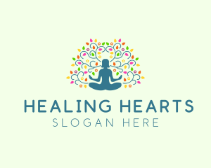 Healing Meditation Woman  logo design