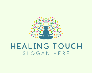 Healing Meditation Woman  logo design