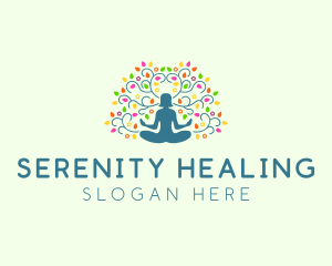 Healing Meditation Woman  logo design