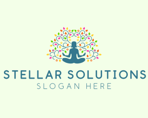 Healing Meditation Woman  logo design