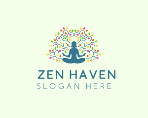 Healing Meditation Woman  logo design