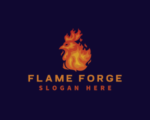 Chicken Flame Fire logo design