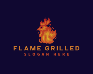 Chicken Flame Fire logo design