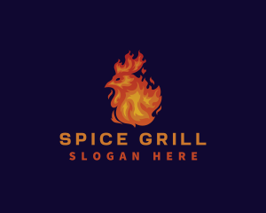 Chicken Flame Fire logo design