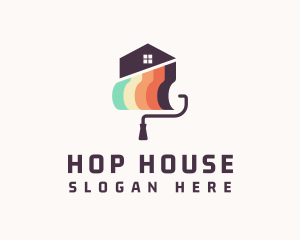 House Apartment Roller Paint logo design