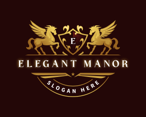 Crest Elegant Pegasus logo design