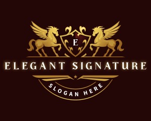 Crest Elegant Pegasus logo design