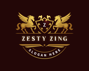 Crest Elegant Pegasus logo design