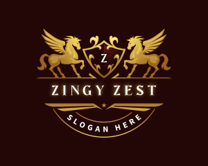 Crest Elegant Pegasus logo design